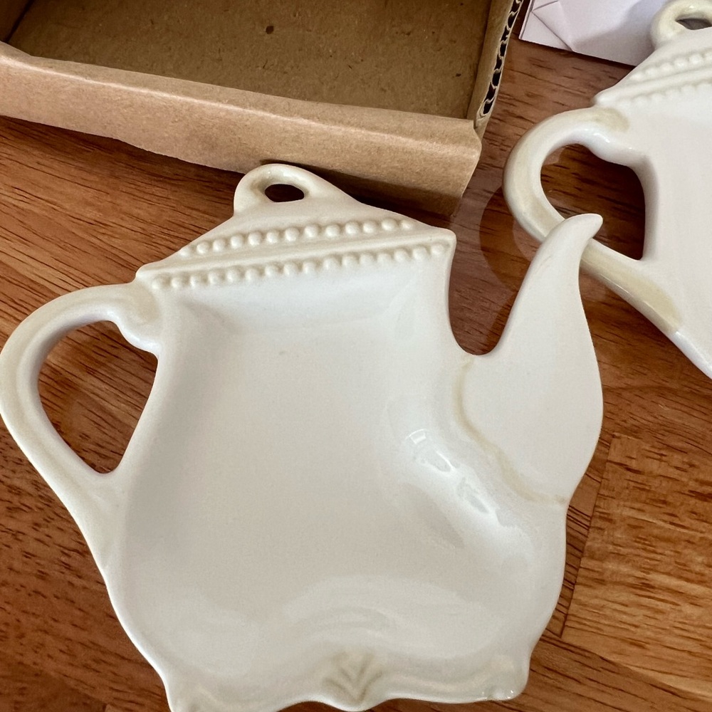 Princess House Ivory Ceramic Teabag Holders - Picture 3 of 7